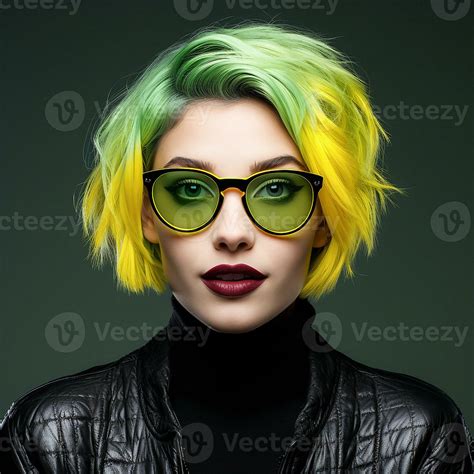 Woman with unusual and surprising appearance. Modern and innovative