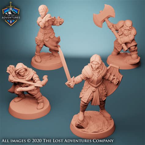 3d Printable Heroes Set 1 Set Of 4 Pre Supported By The Lost