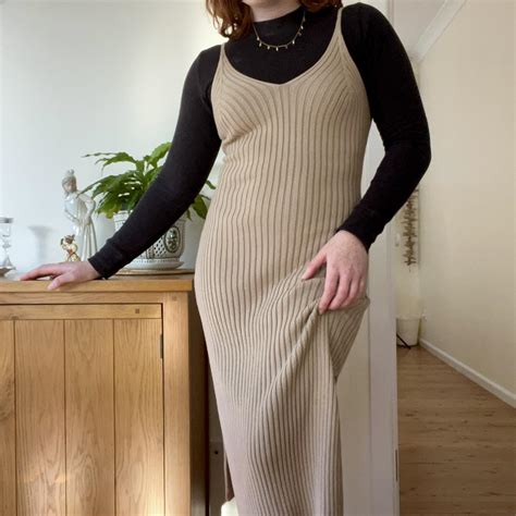 Nude Knit Midi Dress This Dress Sits Depop