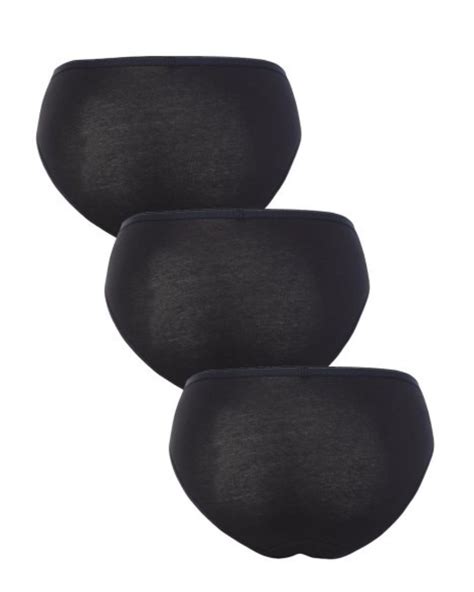 Cotton Bikini Briefs Pack Of 3 Black TKD Lingerie