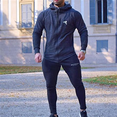 Спортивная одежда для мужчин, набор для бега, для спортзала, толстовка ...