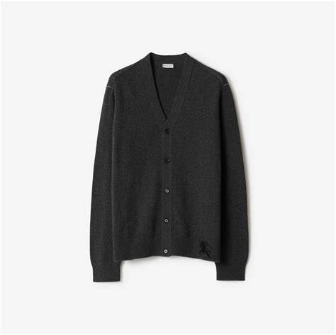 Cashmere Cardigan In Dark Grey Melange Men Burberry® Official