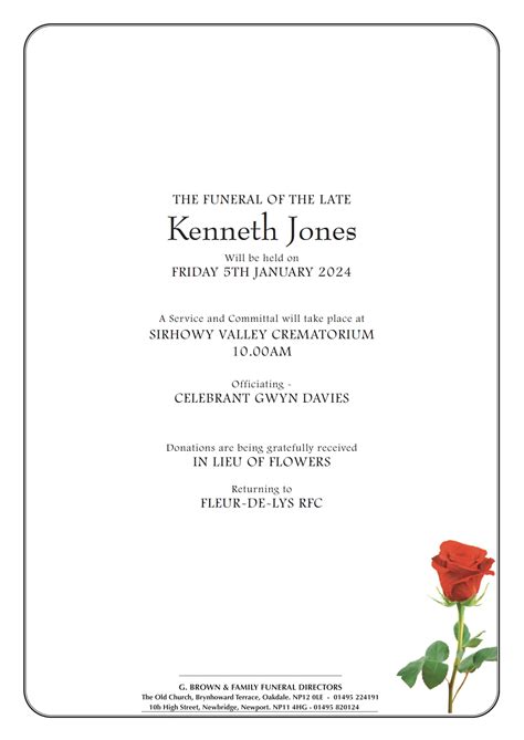 Funeral Notices - G Brown and Family Funeral Directors
