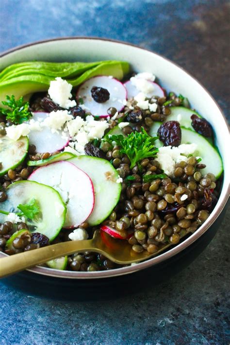 Herby Lentil Salad With Avocado And Feta Yes To Yolks