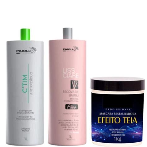 Kit Ativo Progressiva Bambu Shampoo L E Mascara Efeito Teia Kg