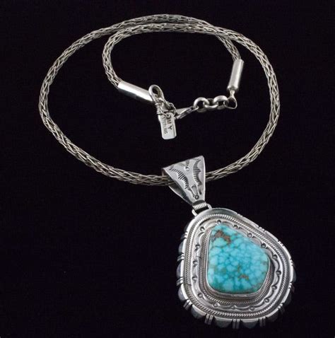 Navajo Sterling Silver Chain Necklace With Natural Birdseye Kingman