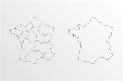 Premium Vector Black Outline Vector Map Of France With Regions On