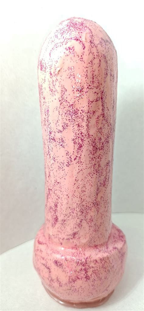 Pink Shiny Dildo With Pink And Puple Glitter Vaginal Toy Etsy