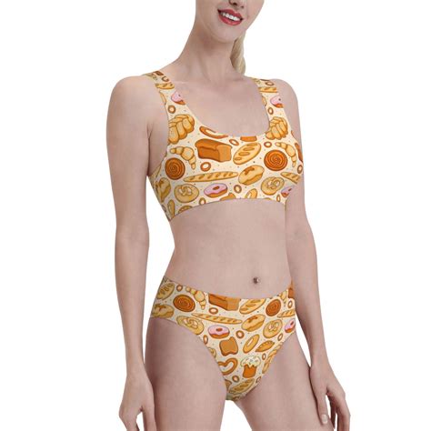 Noikeo Various Bread Pattern Bikini Set For Women Two Piece Swimsuits Low Rise Bathing Suits