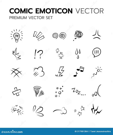 Manga Comics Style Line Elements for Character Emotions. Anime, Manga