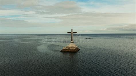Sunken Cemetery Cross In Camiguin Island Philippines Stock Photo