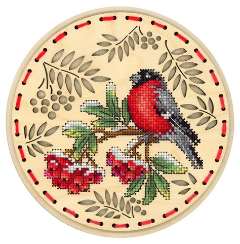 Bullfinch Wooden Cross Stitch Kit Embroidery Kits Superstore