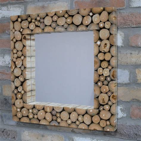 Square Recycled Wood Wall Mirror Wall Mirrors Wooden Wall Mirror