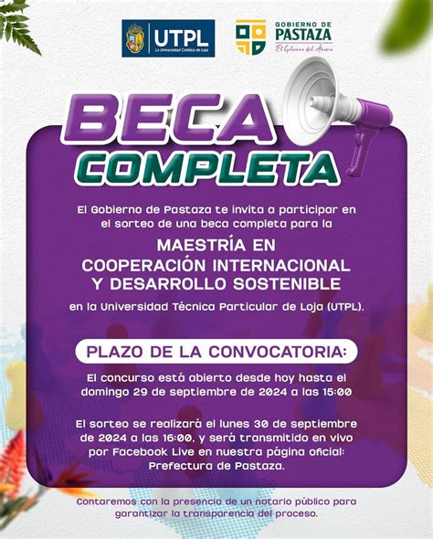 Invitación: sorteo de una BECA DE MAESTRÍA EN COOPERACIÓN INTERNACIONAL
