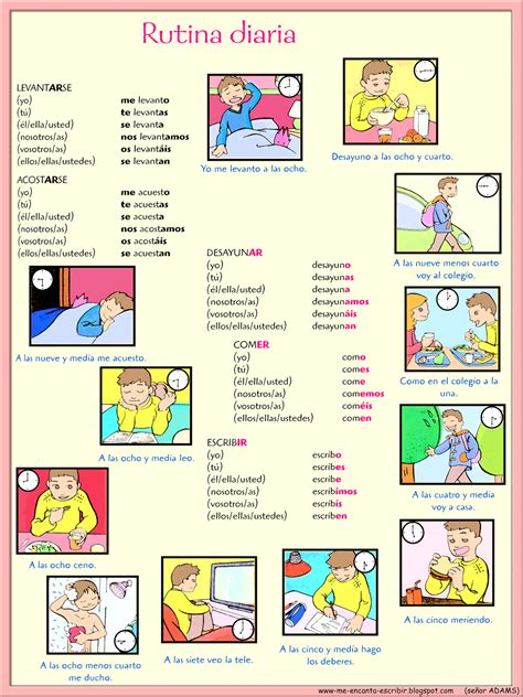 Me encanta escribir en español: La rutina diaria de un estudiante.