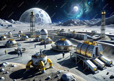 futuristic space colony concept  advanced human settlement premium