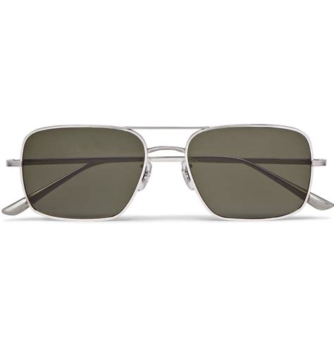 The Row Oliver Peoples Victory La Aviator Style Silver Tone Titanium Polarised Sunglasses