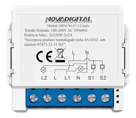 Interruptor Rel Inteligente Wifi Canais Novadigital Mini Smart