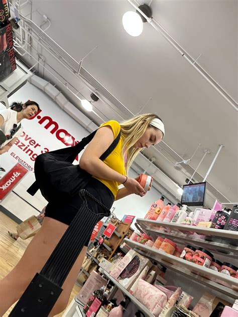 Pretty Blonde In Tight Lulu Shorts Shopping Forum