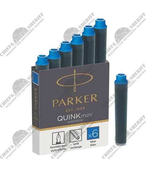 Чернильный мини картридж Parker для перьевой ручки, синий 1950409 ...
