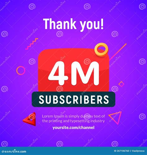 4 Million Followers Vector Post 4m Celebration. Three Millions