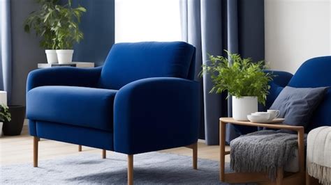 Premium Photo | A blue sofa in a living room