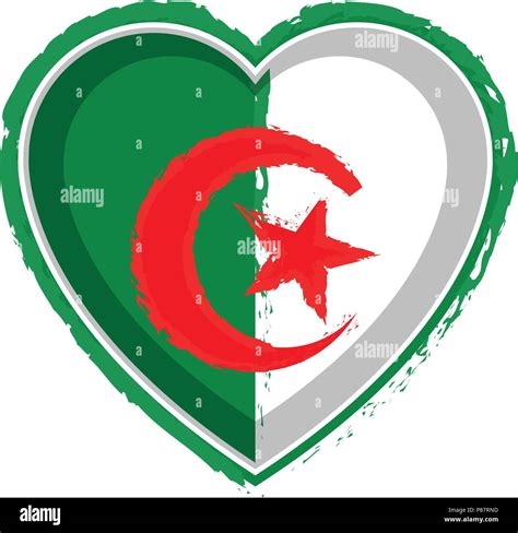 Heart shaped flag of Algeria. Vector illustration design Stock Vector