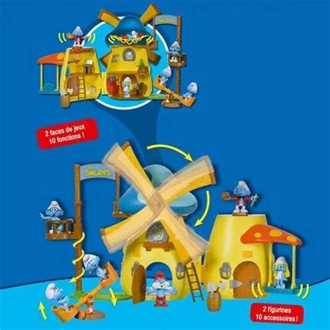 LES SCHTROUMPFS GRAND Moulin à Vent avec 2 figurines NEUF Jakks