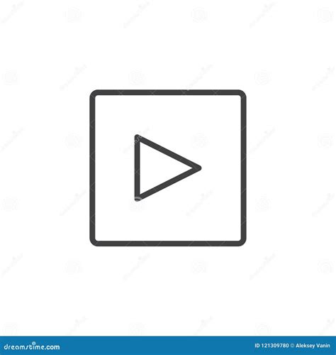 Square Play Button Outline Icon Stock Vector Illustration Of Vector