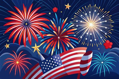 American Flag with Colored Fireworks on Graphic by saydurfCreative