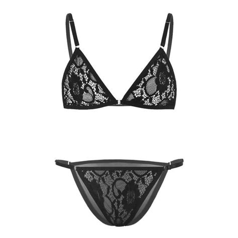 Iixpin Lingerie Sissy Homme Sexy Dentelle Transparent Sous vêtement Gay String Soutien gorge S