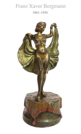 BRONZE BY FRANZ BERGMAN OF SEMI NUDE EXOTIC DANCER In United States