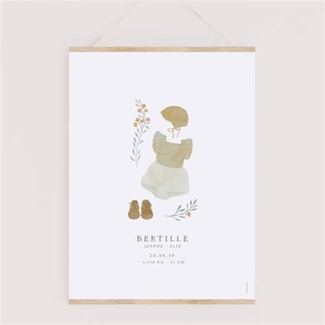 Affiche Faire Part Layette Fleurie Cottonbird