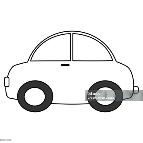 ilustrasi vektor mobil kartun hitam  putih  mewarnai seni