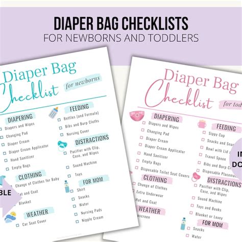 Hospital Checklist And Diaper Bag Etsy