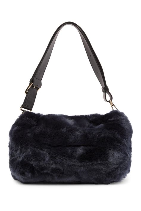 Furla Caos Faux Fur Shoulder Bag In Black Lyst