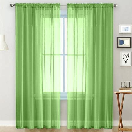 Sheer Curtains Living Room Rod Pocket Window Curtain Panels Bedroom ...