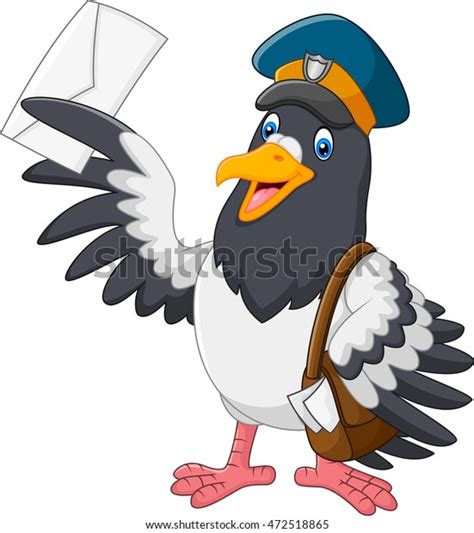 Cartoon Funny Pigeon Bird Delivering Letter Stock Vector Royalty Free