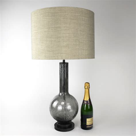 Pair Of Grey Alchemy Glass Lamps On Antique Brass Bases T6271