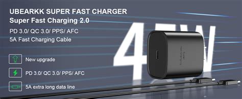 Amazon.com: 45W Super Fast Charger USB Type C Charger Cord 6.6FT with ...