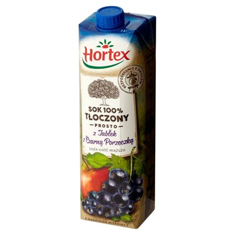 Hortex Sok 100 tłoczony prosto z jabłek z czarną porzeczką 1 l