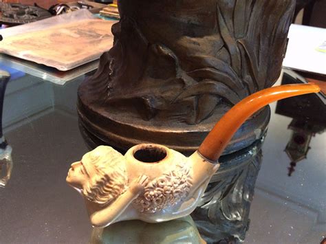 Antique Erotica Meerschaum Pipe With Original Stem Nude Woman In Shape Of Figurehead Sturgis