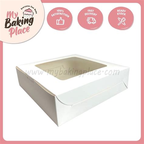 Window Cake Box Kotak Kek Food Storage Box White Cake Box Kotak Kek