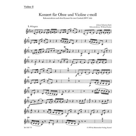 Concerto For Violin And Oboe In C Minor Reconstructed From Bwv