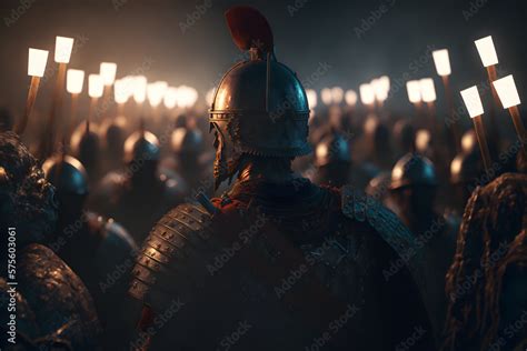 A Roman legion was a large military unit of the Roman army preparing for battle at night. Neural ...