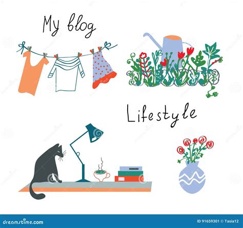 Blog or Lifestyle Design Elements, Stock Vector - Illustration of lamp