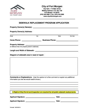 Fillable Online Sidewalk Replacement Program Application Fax Email