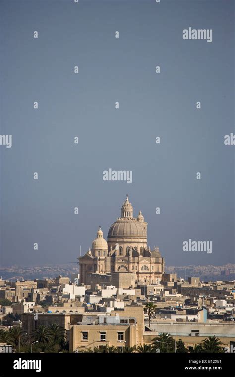 Parish Church Of St John The Baptist Rotunda Xewkija Gozo Malta Stock