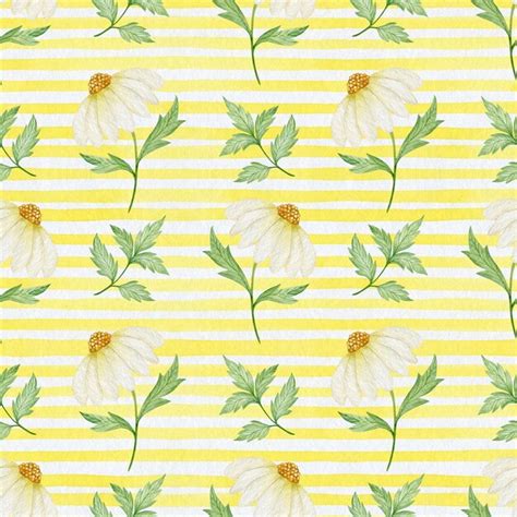 Premium Photo Chamomile Flowers Watercolor Seamless Pattern