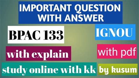 Bpac Important Question With Answer English Medium Ignou